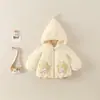 Jaqueta suéter de pelúcia com capuz infantil, estilo novo, outono e inverno, forrada com fleece, estilo doce