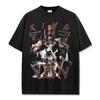 Camiseta de Manga Corta Estampada de Hip-Hop Transfronterizo Hm King Von, Lavada y Desgastada, Algodón Puro de Peso Pesado, Cuello Redondo, Hombro Caído