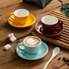 Taza Creativa para Cappuccino de 75ml Taza para Latte Art Taza de Café y Platillo Juego Taza Colorida Europea para el Té de la Tarde Taza para Espresso