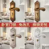 Cerradura de Puerta de Dormitorio Estilo Europeo Cerradura de Puerta Interior Sin Taladro Cerradura de Puerta Doméstica Puerta de Madera Manija de Puerta Universal Reemplazo de Cerradura de Puerta Vieja