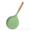Espumadera Grande de Grado Alimenticio, Espumadera para Fideos Resistente a Altas Temperaturas, Colador de Malla para Freír Empanadillas, Espumadera de Cocina con Mango de Madera y Silicona