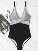 Bikini de una pieza sexy con escote en V cruzado en el pecho sin tirantes y espalda descubierta, nuevo estilo europeo y americano 2025, comercio exterior transfronterizo Amazon
