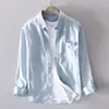 Camisa de Mezclilla Color Claro para Hombre Delgada Holgada Manga Larga Lavada Top Chaqueta de Verano Estilo Japonés Camisa Moderna