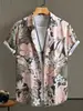 Camisa Floral de Manga Curta Havaí de Verão Camisa de Praia Camisa Casual Masculina