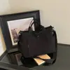 Bolsa transversal e de mão dupla em veludo e lona estilo japonês, cor sólida, bolsa de ombro de tecido prática e fashion para estudantes no outono e inverno