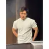 Atuendos para Chicos Ligeramente Gorditos: Camiseta de Verano para Hombre Estilo Americano, Peso Pesado, Manga Corta con Cuello Henley y Puños, Manga Tres Cuartos para Gimnasio