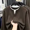 Novedades Otoño/Invierno 2026 Falso Dos Piezas Ropa de Otoño Camisa Base Holgada de Manga Larga Sudadera con Capucha Gruesa para Hombre Top para Pareja