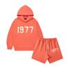 Ropa para Niños de Xinjiang Estilo Europeo y Americano 340g Marca de Moda 1977 Conjunto Infantil Moda Sudadera y Shorts Conjunto de Dos Piezas Venta al por Mayor