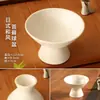 Vaso de cerâmica estilo japonês retrô para bola de musgo, para mesa interna, recipiente de bandeja de bambu e cálamo inspirado no Zen, vaso criativo para bonsai