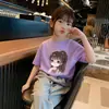 Camiseta de Manga Corta de Algodón Puro para Niñas Ropa de Verano Dulce Nuevo Estilo Top Delgado Elegante para Niñas Pequeñas y Medianas y Bebés Camiseta de Moda Genial para Niñas