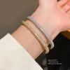 Pulseira de Corrente de Mão Quadrada com Zircônia Banhada a Ouro Real 18k Europeia Retro Simples Moderna Joia de Mão de Luxo Leve Acabamento de Alta Qualidade para Mulheres