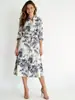 Vestidos de Alta Calidad para Mujer, Vestidos Largos Estampados, Vestidos Camisa Estampados de Longitud Media, Estilos de Primavera y Otoño, Transfronterizo