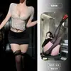 Lingerie sexy laranja, vestido sexy de secretária OL para o trabalho, saia justa com renda vazada, conjunto de pijama uniforme sedutor para balada