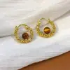 Nuevos Pendientes de Aro de Fragmento Plateado Pendientes de Perla Redonda para Mujer Exquisitos Pequeños Versátiles Tachuelas de Oreja Clips para Orejas sin Perforaciones