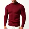 Suéter de Punto para Hombre Otoño e Invierno, Cuello Medio Alto, Elástico, Color Liso, Jersey, Moda Juvenil, Capa Base Casual