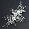 Tocado Nupcial para Boda Europeo y Americano Transfronterizo Blanco Flor de Cerámica Suave Hecho a Mano Cristal con Cuentas Peineta para el Cabello Lateral