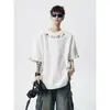 2026 Nueva Camiseta de Verano Pesada para Hombre con Bordado Colorido de Manga Corta para Hombres y Mujeres, Camiseta Trendy de Ajuste Holgado de Alta Gama para Estudiantes