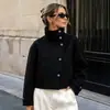 Para Comercio Exterior Europeo y Americano Transfronterizo Ropa de Mujer Aliexpress Más Vendido Casual Versátil Chaqueta Abrigo Corto de Lana con Cuello Alto