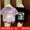 Camiseta de Manga Corta para Niña Verano 2026 Nueva Prenda Superior Niña Bebé Algodón Puro Camiseta de Dibujos Animados Ropa de Verano para Niños Tendencia