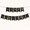 Decorações de Festa Letras Douradas Rosadas com Bronzeamento Bandeira Cauda de Peixe Banner Flor Puxada Bandeira Puxada Feliz Aniversário Bandeira Puxada Cauda de Peixe