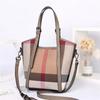 Cross-border novo estilo coreano bolsa feminina grande capacidade bolsa xadrez balde lona bolsa de ombro feminina bolsa tote