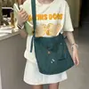 Nueva Bolsa de Lona Cruzada de Hombro Único de Gran Capacidad con Bordado, Bolsa de Pana de Estilo Artístico Simple, Bolsa de Compras Cruzada de Hombro Único