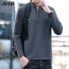 Suéter Color Sólido JEEP SPIRIT Media Cremallera Juvenil Holgado para Hombre Cuello Otoño Manga Larga Camisa Polo para Hombre