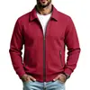 Chaqueta de otoño para hombre de color liso con textura de gofre, solapa y dobladillo acanalado, prenda exterior casual de manga larga para exportación a Europa y América