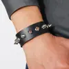 Pulsera Negra de Cuero Tachonada Estilo Punk Hip-Hop Europeo y Americano, Pulsera Ancha Personalizada de Moda con Pinchos para Hombre Tendencia