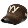 Boné de Baseball com Bordado de Letras Degradê Lavado Novo Vintage Transfronteiriço, Boné Simples e Versátil de Bico de Pato para Street Fashion