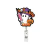 Nuevo Sostenedor de Tarjeta de Identificación Retráctil Giratorio Clip para Insignia Calabaza Fantasma Enfermera Personal Médico Hebilla Deslizante con Purpurina