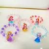 Pulseira de Desenho Animado Tema Frozen para Meninas Pequenas, Fofa e de Alta Elasticidade, Contas de Cristal Coloridas, Joia Infantil