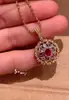 Colar de Prata Esterlina S925 Ouro Italiano Artesanato de Escultura Rubi Joia de Pescoço de Nicho Joia Leve de Luxo Colar Brilhante de Diamante para Mulheres Ins