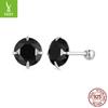 Pendientes de botón de hilo de circonita simple de cuatro garras de plata Ziyun de gran venta, pendientes de botón brillantes de plata s925 a la moda que combinan con todo, pendientes