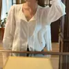 Blusa de algodão com cadarço, nova, de alta qualidade, feminina, de Dongdaemun, Coreia
