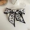 Bufanda Larga de Seda Blanca y Negra con Mariposas, Lazo para el Cabello, Cinta de Regalo Versátil, Cinta de Lujo para Atar Bolsas, Regalo de Boda