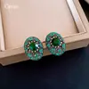 Brincos Ovais Cravejados com Diamantes Verdes Estilo Retrô Europeu e Americano Agulha de Prata Brincos de Luxo Leve de Alta Qualidade Acessórios de Orelha Modernos e Únicos Venda por Atacado