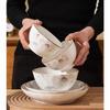 Conjunto de cerâmica estilo nórdico, uma flor que consome tudo, série elegante de tigela e prato musicais, louças de cerâmica, tigela e prato de cerâmica de luxo leve