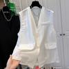 Chaleco Cárdigan de Lino Algodón Tencel Negro de Cuello en V de Alta Gama Estilo Francés Top Ligero Nuevo Modelo de Verano para Mujer 2026