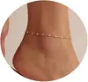Tornozeleira de Contas Nova Boêmia Transfronteiriça Europeia e Americana Tornozeleira de Pérola Artificial com Cruz Moda Simples Presente para Mulheres