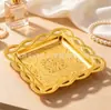 Bandeja vintage estilo europeo chapada en oro, plato de presentación para almacenamiento y exhibición de postres en casa, plato decorativo para la hora del té