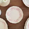 Pratos de cerâmica rosa sonhadores estilo francês com hortênsias, tigelas de cerâmica, louças de cerâmica, xícaras e pires de café, pratos de sobremesa, pratos de servir, pratos fundos