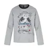 Camiseta de manga comprida com estampa criativa de personagem e estrela para homens, moda casual de rua primavera e outono, top de algodão puro com gola redonda