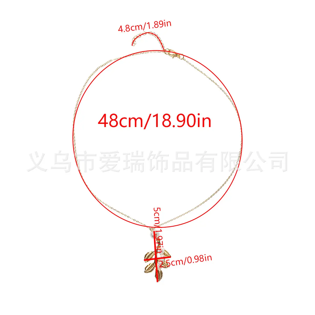 复古树叶珍珠项链尺寸图