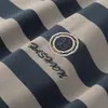 Camiseta de Manga Corta para Hombre Verano 2026 Seda de Morera Mediana Edad Seda de Hielo de Gama Alta Rayas Cuello Redondo Manga Media Camiseta para Hombre Ropa para Hombre