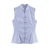 Comercio Electrónico Transfronterizo Ropa de Mujer 2026 Verano Nuevo Estilo Europeo y Americano Falda Corta a Rayas Estilo Dobladillo Camisa sin Mangas 1232775