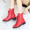 Botas Martin Femininas Estilo Britânico Novo para Primavera e Outono de 2026 com Salto Escondido, Salto Quadrado e Bico Fino