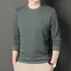 Camiseta de Manga Larga para Hombre 2025, Nueva Camiseta de Cuello Redondo para Primavera y Otoño, Camiseta Básica Casual para Hombres de Mediana Edad