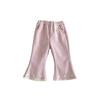 Calças Flares Forradas com Fleece para Meninas, Bolsos Pequenos Esquerdo e Direito, Calças Casuais Espessas Estilosas de Inverno para Bebês, Calças Infantis Estilo Coreano
