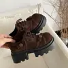 Zapatos de plataforma de cuero estilo británico retro con punta redonda para mujer, nueva colección otoño/invierno 2026, versátiles con diseño de lazo